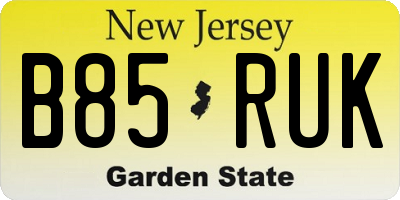 NJ license plate B85RUK