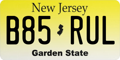 NJ license plate B85RUL