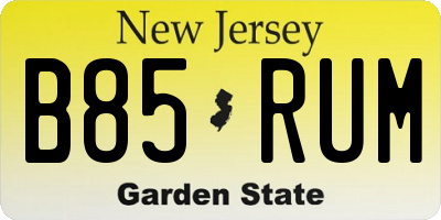 NJ license plate B85RUM