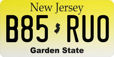 NJ license plate B85RUO