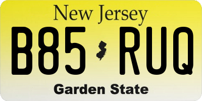 NJ license plate B85RUQ