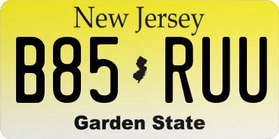 NJ license plate B85RUU