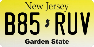NJ license plate B85RUV