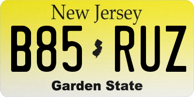 NJ license plate B85RUZ