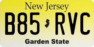 NJ license plate B85RVC