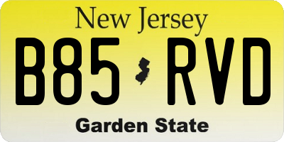 NJ license plate B85RVD