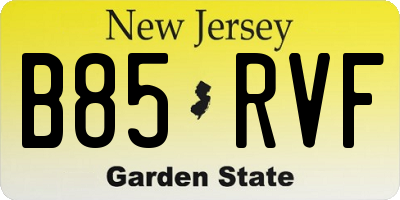 NJ license plate B85RVF
