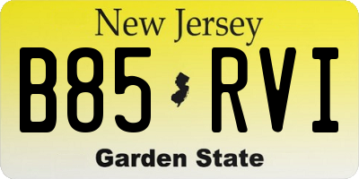 NJ license plate B85RVI