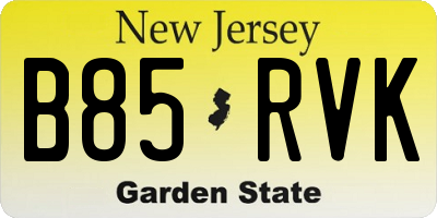 NJ license plate B85RVK