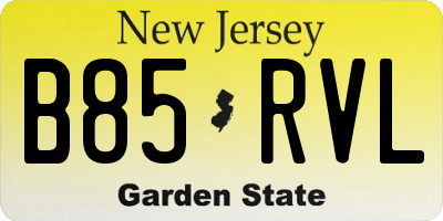 NJ license plate B85RVL