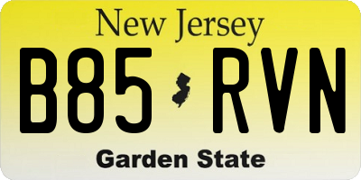 NJ license plate B85RVN