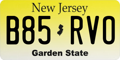 NJ license plate B85RVO