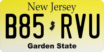 NJ license plate B85RVU