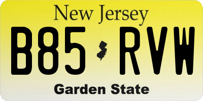 NJ license plate B85RVW