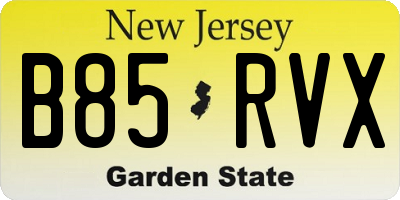 NJ license plate B85RVX
