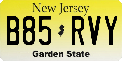 NJ license plate B85RVY