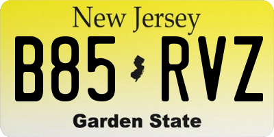 NJ license plate B85RVZ