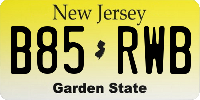 NJ license plate B85RWB