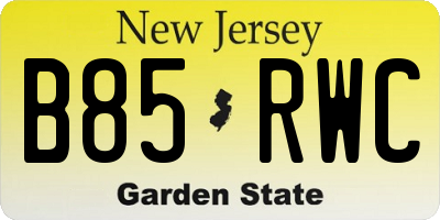 NJ license plate B85RWC