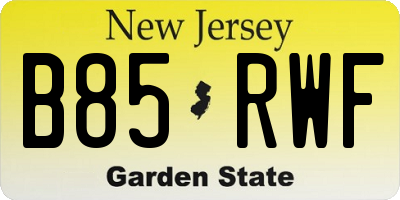 NJ license plate B85RWF