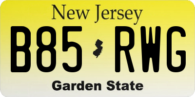 NJ license plate B85RWG