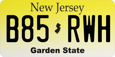 NJ license plate B85RWH