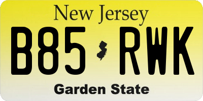 NJ license plate B85RWK