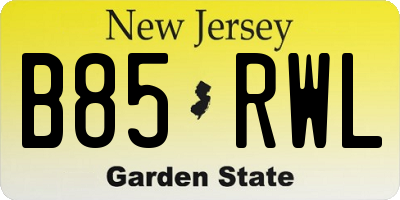 NJ license plate B85RWL