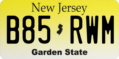 NJ license plate B85RWM