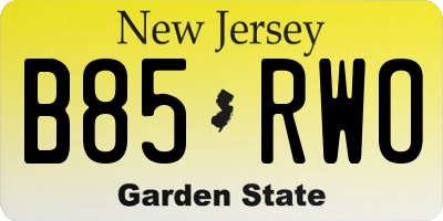 NJ license plate B85RWO