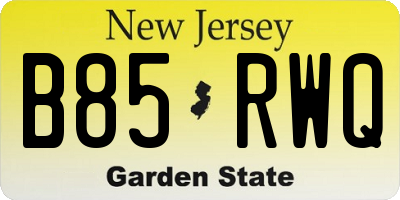 NJ license plate B85RWQ