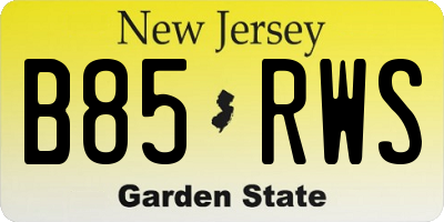 NJ license plate B85RWS