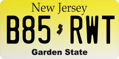 NJ license plate B85RWT