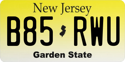 NJ license plate B85RWU