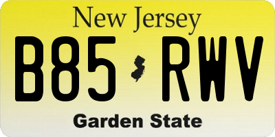 NJ license plate B85RWV