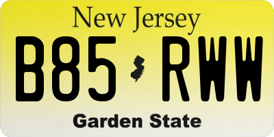 NJ license plate B85RWW