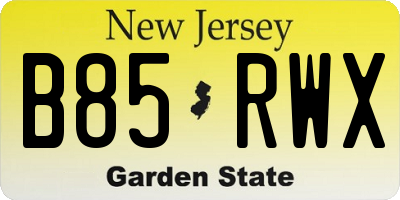 NJ license plate B85RWX