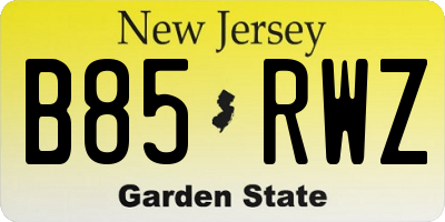 NJ license plate B85RWZ