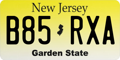 NJ license plate B85RXA