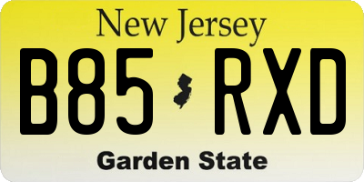 NJ license plate B85RXD