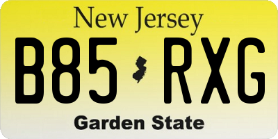 NJ license plate B85RXG