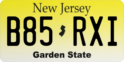 NJ license plate B85RXI