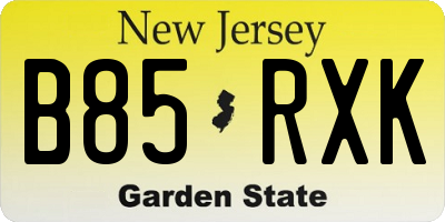 NJ license plate B85RXK