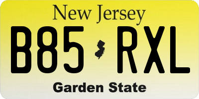 NJ license plate B85RXL