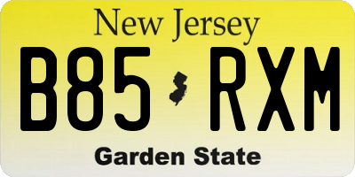 NJ license plate B85RXM
