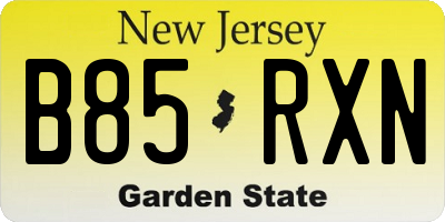 NJ license plate B85RXN