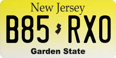 NJ license plate B85RXO