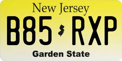 NJ license plate B85RXP