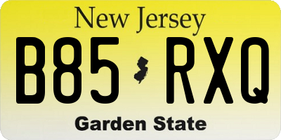 NJ license plate B85RXQ