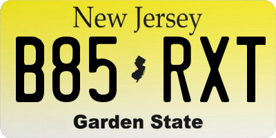 NJ license plate B85RXT